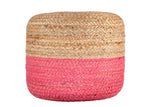 Ava Dual Color Jute Pouf NAT/ Pink