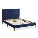 Levede Bed Frame Double Size Mattress Base Platform Wooden Velevt Headboard Blue