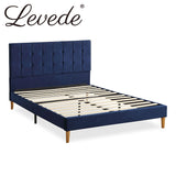 Levede Bed Frame Double Size Mattress Base Platform Wooden Velevt Headboard Blue