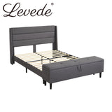 Levede Bed Frame Fabric Queen Size Mattress Base Wooden Platform Storage Ottoman