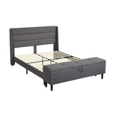 Levede Bed Frame Fabric Queen Size Mattress Base Wooden Platform Storage Ottoman