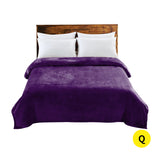 DreamZ 320GSM 220x240cm Ultra Soft Mink Blanket Warm Throw in Aubergine Colour