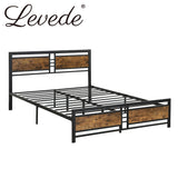 Levede Metal Bed Frame Queen Size Mattress Base Platform Wooden Headboard Black