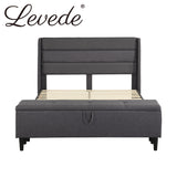 Levede Bed Frame Fabric Queen Size Mattress Base Wooden Platform Storage Ottoman