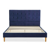 Levede Bed Frame Double Size Mattress Base Platform Wooden Velevt Headboard Blue