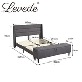 Levede Bed Frame Fabric Queen Size Mattress Base Wooden Platform Storage Ottoman