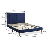 Levede Bed Frame Double Size Mattress Base Platform Wooden Velevt Headboard Blue