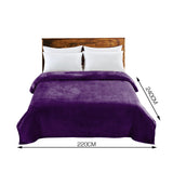 DreamZ 320GSM 220x240cm Ultra Soft Mink Blanket Warm Throw in Aubergine Colour