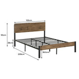 Levede Metal Bed Frame Queen Size Mattress Base Platform Wooden Headboard Brown