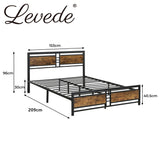 Levede Metal Bed Frame Queen Size Mattress Base Platform Wooden Headboard Black