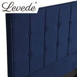 Levede Bed Frame Double Size Mattress Base Platform Wooden Velevt Headboard Blue