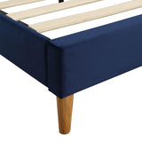 Levede Bed Frame Double Size Mattress Base Platform Wooden Velevt Headboard Blue