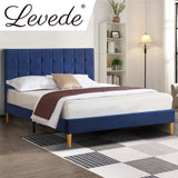 Levede Bed Frame Double Size Mattress Base Platform Wooden Velevt Headboard Blue