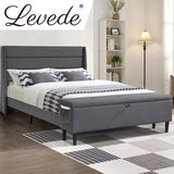 Levede Bed Frame Fabric Queen Size Mattress Base Wooden Platform Storage Ottoman