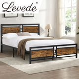 Levede Metal Bed Frame Queen Size Mattress Base Platform Wooden Headboard Black