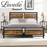 Levede Metal Bed Frame Queen Size Mattress Base Platform Wooden Headboard Black