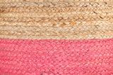 Ava Dual Color Jute Pouf NAT/ Pink